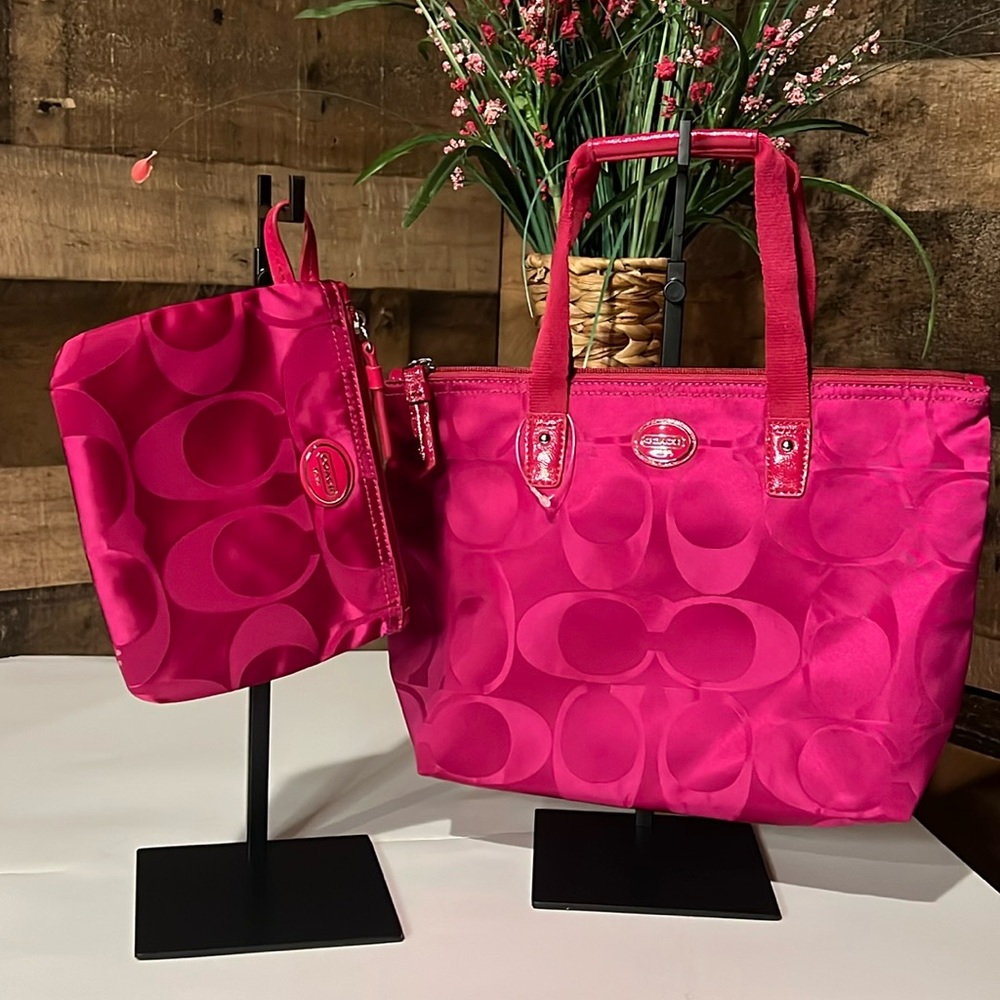 Coach Pink Tote and Pouch Set - Picture 6 of 6